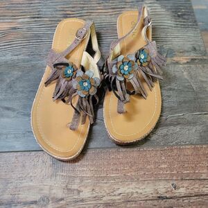 Ollio tassle Wedge Slingback Sandals- Size US 7-8/EU 38 NWOT/BOX